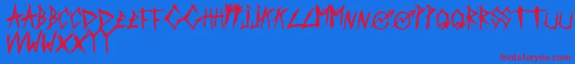 ScratchedCarPaint Font – Red Fonts on Blue Background