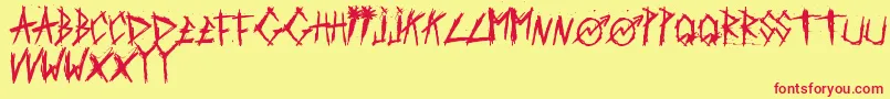 ScratchedCarPaint Font – Red Fonts on Yellow Background