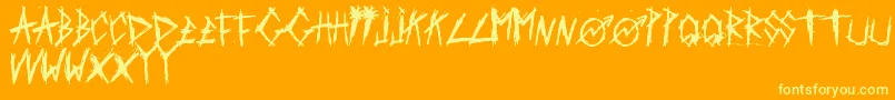 Fonte ScratchedCarPaint – fontes amarelas em um fundo laranja