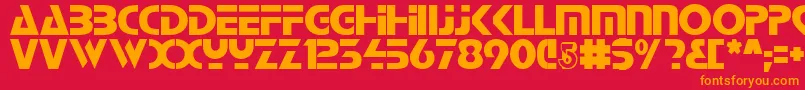 フォントBabylonIndustrial2 – 赤い背景にオレンジの文字