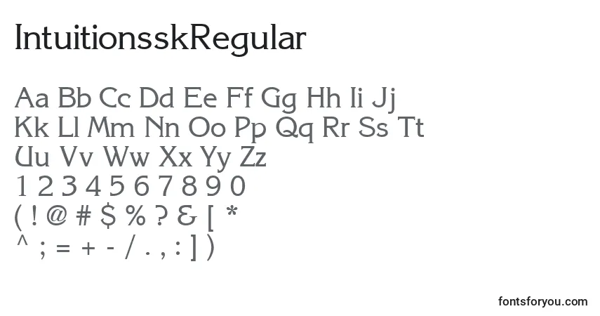 A fonte IntuitionsskRegular – alfabeto, números, caracteres especiais