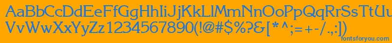 Fonte IntuitionsskRegular – fontes azuis em um fundo laranja