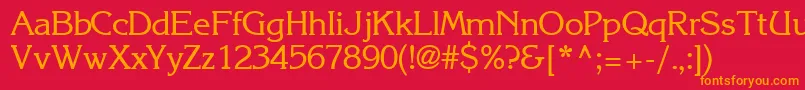 フォントIntuitionsskRegular – 赤い背景にオレンジの文字