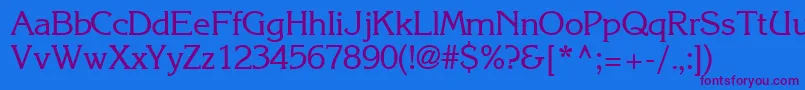 IntuitionsskRegular-Schriftart – Violette Schriften auf blauem Hintergrund