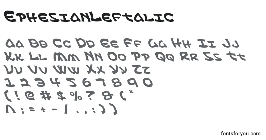 A fonte EphesianLeftalic – alfabeto, números, caracteres especiais