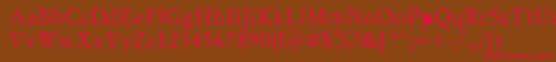 フォントMyslRegular – 赤い文字が茶色の背景にあります。
