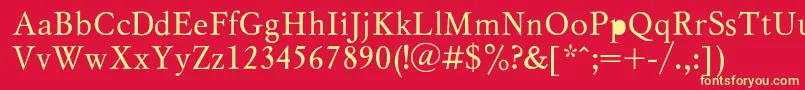 MyslRegular-Schriftart – Gelbe Schriften auf rotem Hintergrund