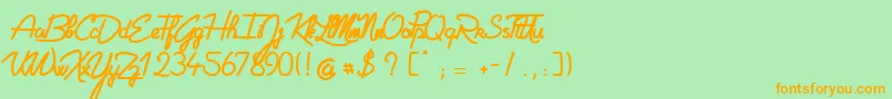 GelatinaElemente-Schriftart – Orangefarbene Schriften auf grünem Hintergrund