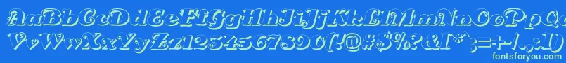 DsSienaShadow Font – Green Fonts on Blue Background