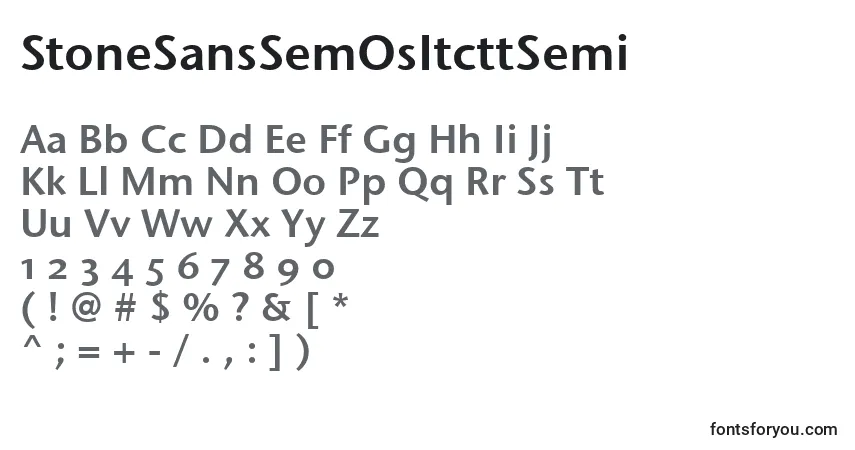 Czcionka StoneSansSemOsItcttSemi – alfabet, cyfry, specjalne znaki