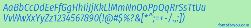 FirasanscondensedBookitalic Font – Blue Fonts on Green Background