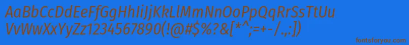 FirasanscondensedBookitalic-Schriftart – Braune Schriften auf blauem Hintergrund