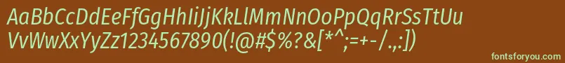 Шрифт FirasanscondensedBookitalic – зелёные шрифты на коричневом фоне
