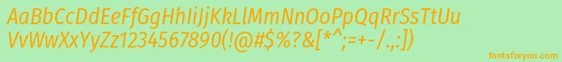 FirasanscondensedBookitalic Font – Orange Fonts on Green Background