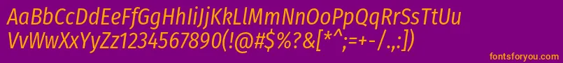 FirasanscondensedBookitalic Font – Orange Fonts on Purple Background