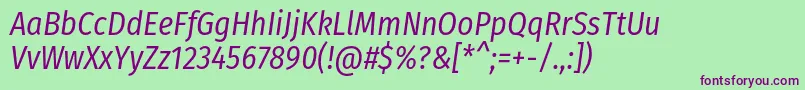 FirasanscondensedBookitalic Font – Purple Fonts on Green Background