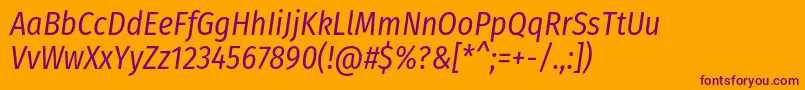 FirasanscondensedBookitalic Font – Purple Fonts on Orange Background