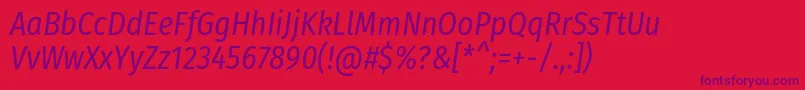 FirasanscondensedBookitalic-Schriftart – Violette Schriften auf rotem Hintergrund