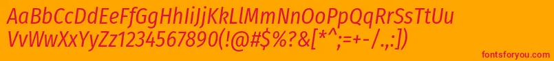 FirasanscondensedBookitalic-Schriftart – Rote Schriften auf orangefarbenem Hintergrund
