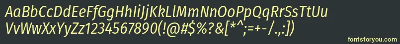 Lisätietoja FirasanscondensedBookitalic-fontista FirasanscondensedBookitalic-fontti – keltaiset fontit mustalla taustalla