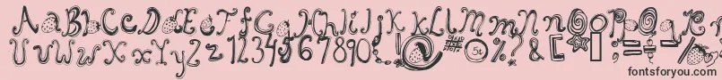 fuente Starberryswirldelight – Fuentes Negras Sobre Fondo Rosa