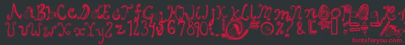 Starberryswirldelight-Schriftart – Rote Schriften auf schwarzem Hintergrund