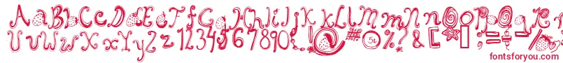 フォントStarberryswirldelight – 白い背景に赤い文字