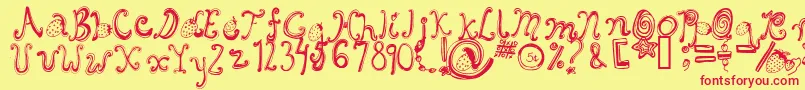 Starberryswirldelight Font – Red Fonts on Yellow Background