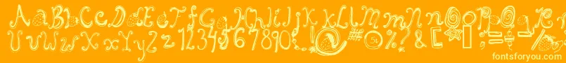 More about Starberryswirldelight Font Starberryswirldelight Font – Yellow Fonts on Orange Background