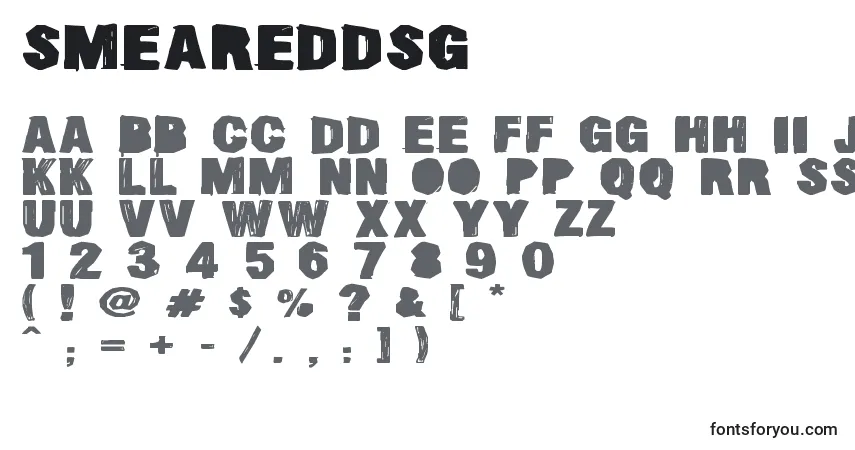 Schriftart SmearedDsg – Alphabet, Zahlen, spezielle Symbole