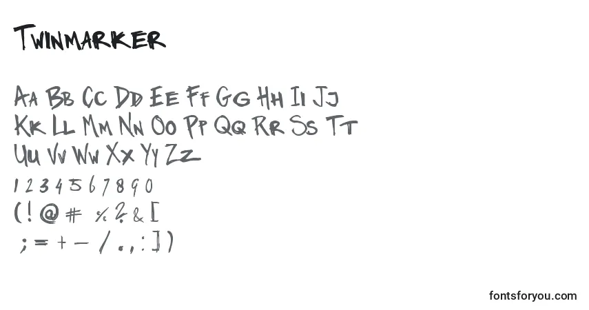 Schriftart Twinmarker – Alphabet, Zahlen, spezielle Symbole