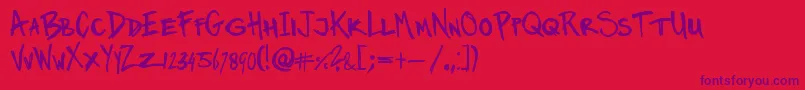 Czcionka Twinmarker – fioletowe czcionki na czerwonym tle