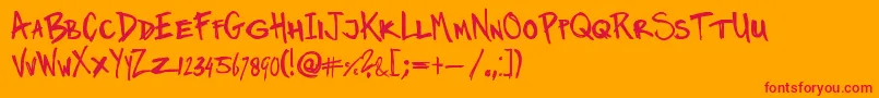 Twinmarker-Schriftart – Rote Schriften auf orangefarbenem Hintergrund