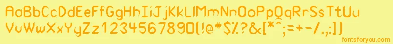 RodneyRegular-Schriftart – Orangefarbene Schriften auf gelbem Hintergrund