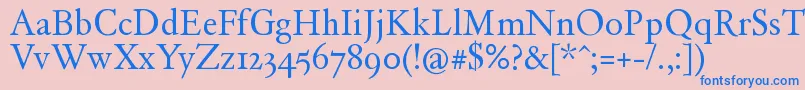 Fonte DayRoman – fontes azuis em um fundo rosa