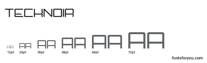 Technoir Font Sizes