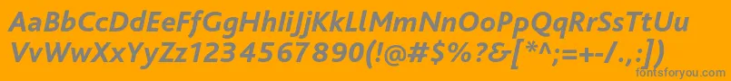 BlissproExtrabolditalic-Schriftart – Graue Schriften auf orangefarbenem Hintergrund