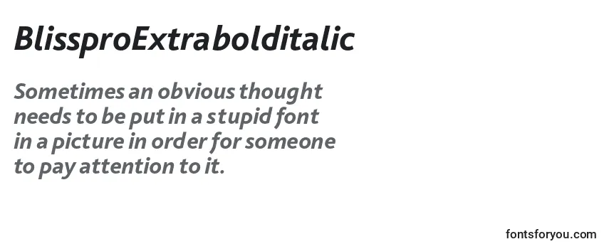 Review of the BlissproExtrabolditalic Font