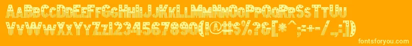 Amerika-Schriftart – Gelbe Schriften auf orangefarbenem Hintergrund