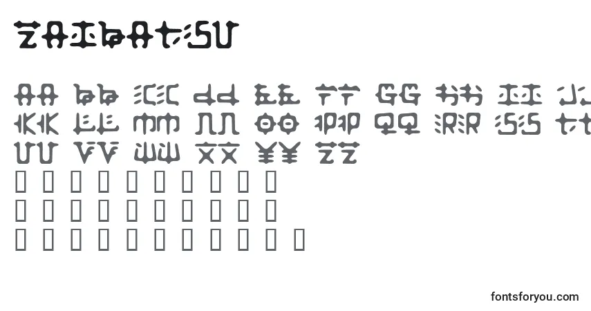 Schriftart Zaibatsu – Alphabet, Zahlen, spezielle Symbole