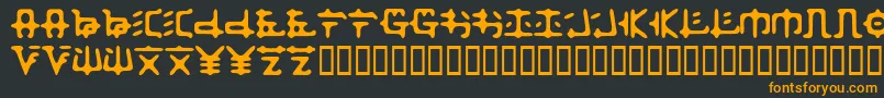 フォントZaibatsu – 黒い背景にオレンジの文字