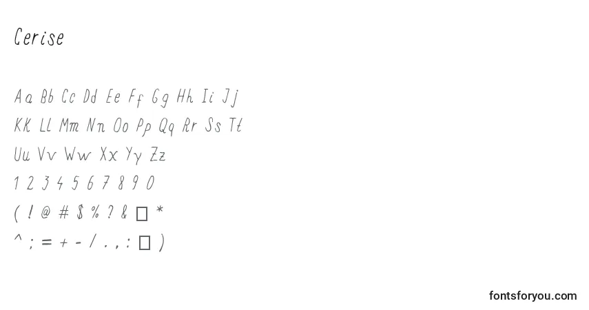 Cerise-fontti – aakkoset, numerot, erikoismerkit