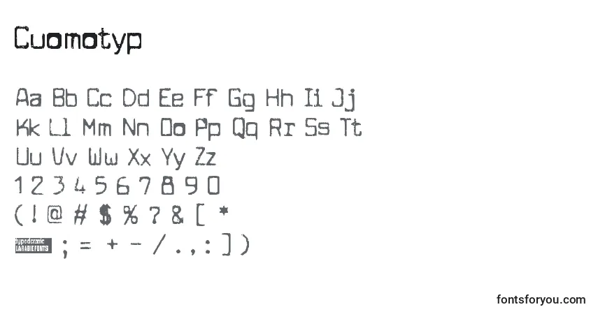 A fonte Cuomotyp – alfabeto, números, caracteres especiais