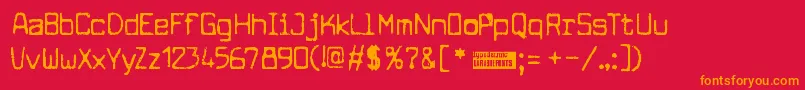 Cuomotyp Font – Orange Fonts on Red Background