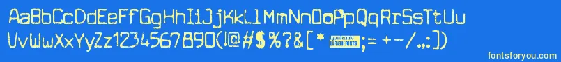 Cuomotyp Font – Yellow Fonts on Blue Background