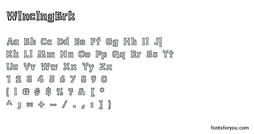 Czcionka WincingBrk – alfabet, cyfry, specjalne znaki
