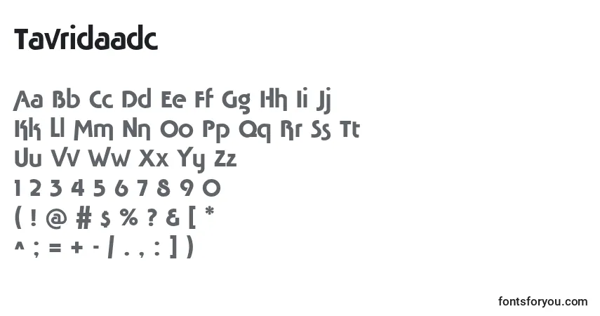 Schriftart Tavridaadc – Alphabet, Zahlen, spezielle Symbole