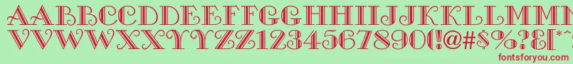 GalleriaNormal Font – Red Fonts on Green Background