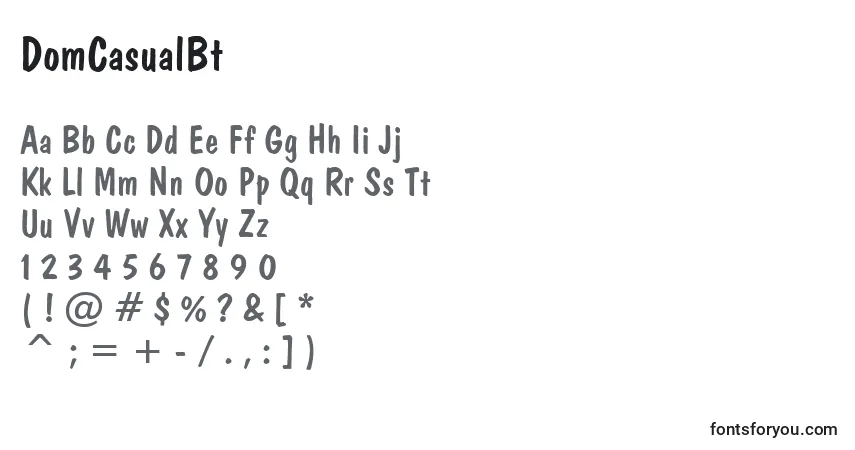 Czcionka DomCasualBt – alfabet, cyfry, specjalne znaki