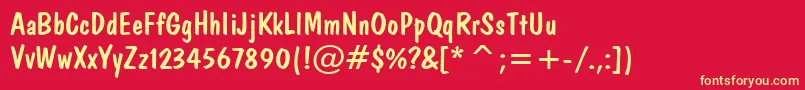 DomCasualBt Font – Yellow Fonts on Red Background